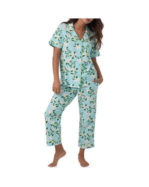 Bedhead Print Stretch Organic Cotton Jersey Crop Pajamas - Green