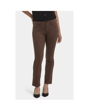 NYDJ Sheri Slim Faux Suede Pants - Brown