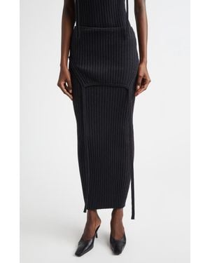AISLING CAMPS Flipped Merino Wool Blend Rib Skirt - Black