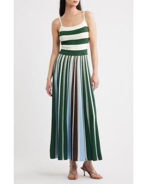 Torn By Ronny Kobo Elena Mixed Stripe Sweater Dress - Green