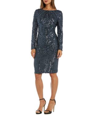 Morgan & Co. Sequin Sheath Dress - Blue