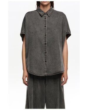 Bimba Y Lola Washed Denim Cape Shirt - Gray