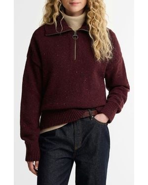 Barbour Lavensdale Wool Blend Half-Zip Sweater - Red
