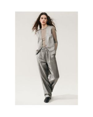 SILK LAUNDRY Twill Slouch Vest - Gray