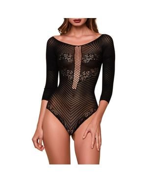 HAUTY Floral Lace Teddy - Black
