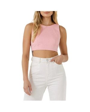 Grey Lab Open Elastic Back Crop Tank - Pink