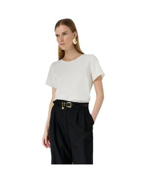 Gerard Darel Ciara Metallic Trim Round Neck Top - White