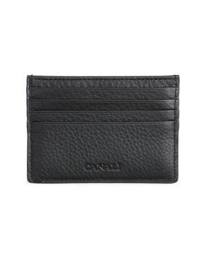 Canali Tumbled Calfskin Card Holder - Black