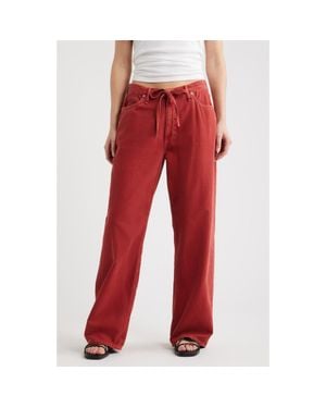 Rag & Bone Featherweight Phoebe Drawstring Wide Leg Jeans - Red