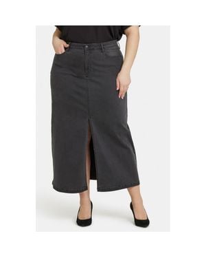 NYDJ High Waist Slit Front Denim Maxi Skirt - Black