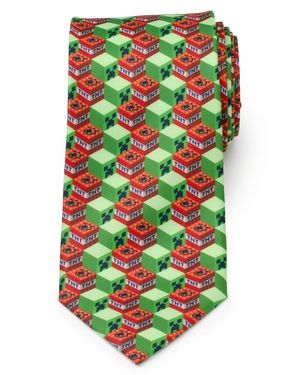 Cufflinks Inc. Minecraft Creeper Tnt Isometric Tie - Green