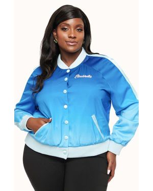 Blue satin bomber jacket womens discount