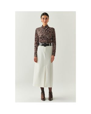 Exquise Arlette Belted Skirt - White