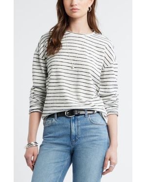 Treasure & Bond Boxy Stripe Long Sleeve Roll Neck T-Shirt - White