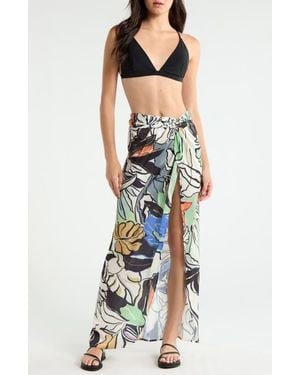 Elan Print Sarong Maxi Skirt - Blue