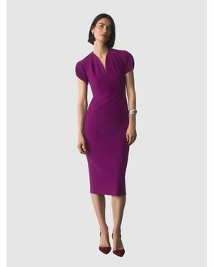 The Fold Paola Sculpt Stretch Crepe Dress - Purple