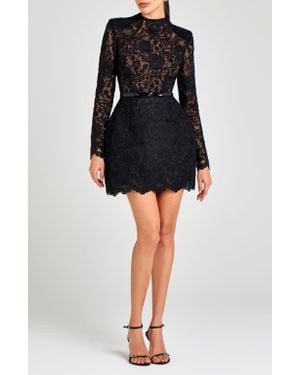 area black dress 1960s Lace Overlay Shift Dress with Sheer Poof Sleeves – Style & Salvage main image 0