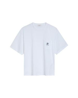 Versace Embroidered Cotton Jersey Pocket T-Shirt - White