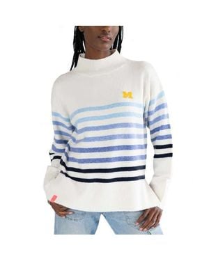 Lusso Michigan Wolverines Simone Striple Mock Neck Oversized Pullover Sweater - Blue