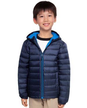 Rokka&Rolla Kids' Ultra Light Quilt Packable Down Jacket - Blue