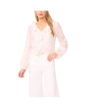 Halogen® Polka Dot Ruffle Trim Top - White