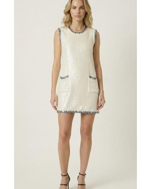 Modenaire Sleeveless Sequin Knit Mini Dress - Natural