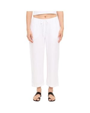 Michael Stars Tali Linen Blend Wide Leg Drawstring Pants - White