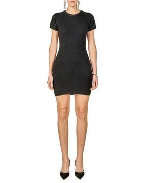 Endless Rose Fuzzy Short Sleeve Sweater Minidress - Black