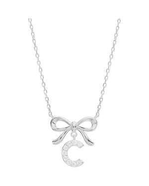 ATHRA LUXE Cubic Zirconia Bow Initial Pendant Necklace - Metallic