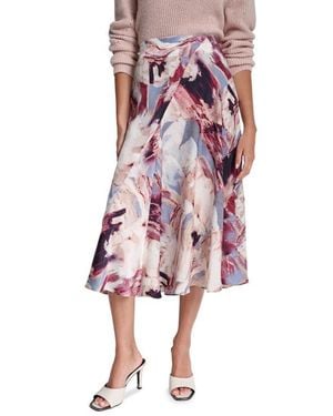 DKNY Abstract Print Satin Skirt - Red