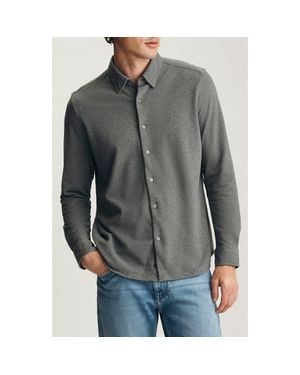 Mavi Cotton Knit Button-Up Shirt - Gray