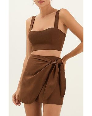 ViX Valleta Linen Blend Cover-Up Top - Brown