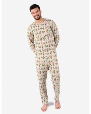 Leveret Loose Fit Cotton Matching Family Pajamas, Animal & Nature Prints - White