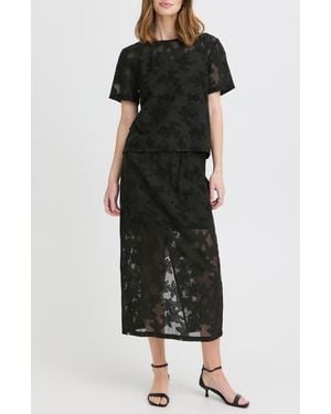Ichi Short Sleeve Lace Shirt - Black