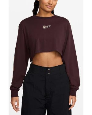 Nike Sportswear Long Sleeve Crop T-Shirt - Purple