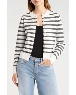 Astr Tawni Stripe Cardigan - White