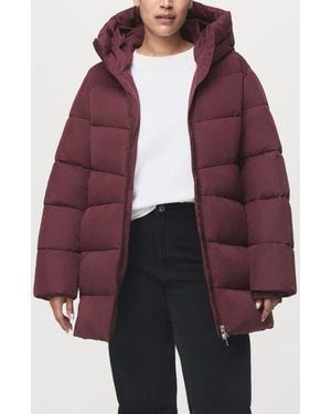 Mango Water Repellent Hooded Puffer Coat - Red