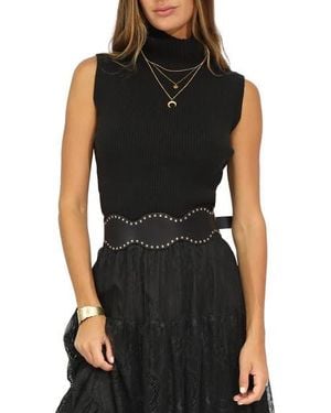 Belle & Bloom No Other Love Leather Studded Belt - Black