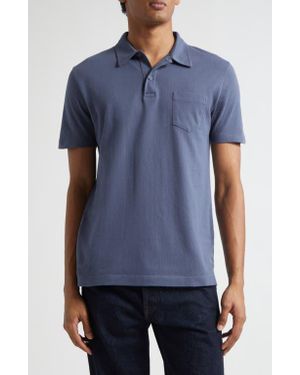 Sunspel Riviera Cotton Piqué Polo - Blue