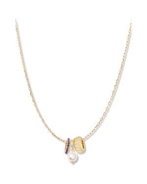 Brook and York Gaby Faux Pearl & Birthstone Multipendant Necklace - Metallic