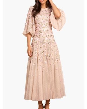 Needle & Thread Sylvia Round Neck Ankle Gown - Natural