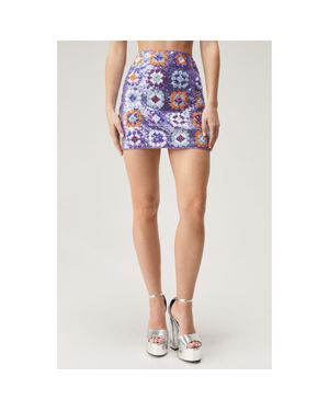 Nasty Gal '70S Floral Sequin Miniskirt - Blue