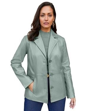 Jessica London Leather Blazer - Blue