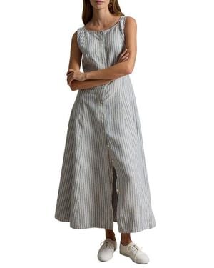 Polo Ralph Lauren Stripe Panel Linen Dress - Gray