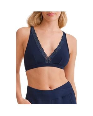 Fleur't Lace Trim Bralette - Blue