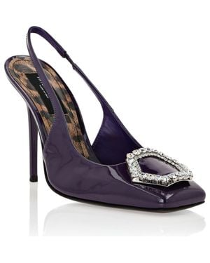 Philipp Plein Patent Leather Decollete Hi-Heels Crystal Hexagon - Blue