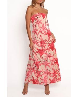 Petal & Pup Lani Floral Strapless Maxi Dress - Red