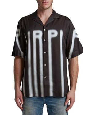 Purple Brand Lyocell Graphic Camp Shirt - Black
