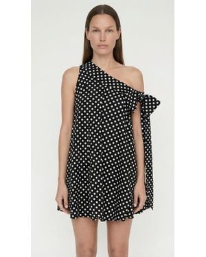 Elexiay Bow Bubble Polka Dot Dress - Black