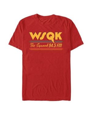 Stranger Things Retro Radio The Squawk Wsqk 94.5 Fm Stripes Graphic T-Shirt - Red